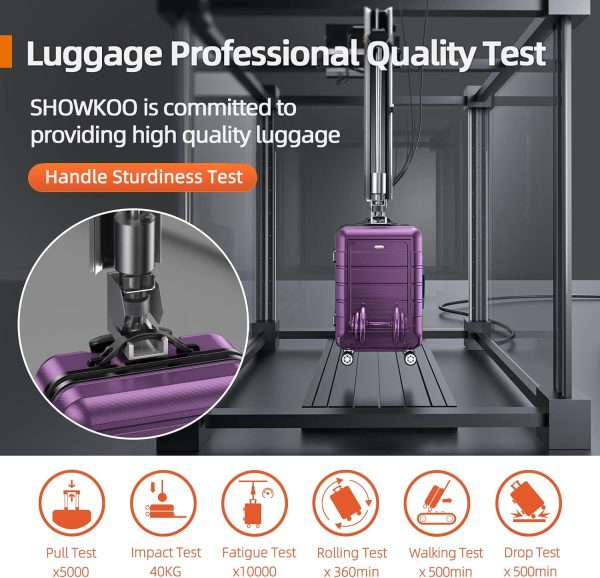 SHOWKOO Luggage Sets Expandable PC+ABS Durable Suitcase Sets Double Wheels TSA Lock Pink 3pcs