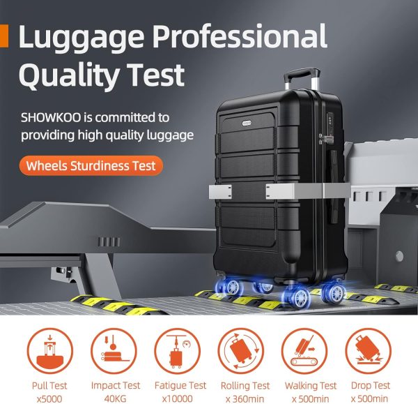 SHOWKOO Luggage Sets Expandable PC+ABS Durable Suitcase Sets Double Wheels TSA Lock Pink 3pcs