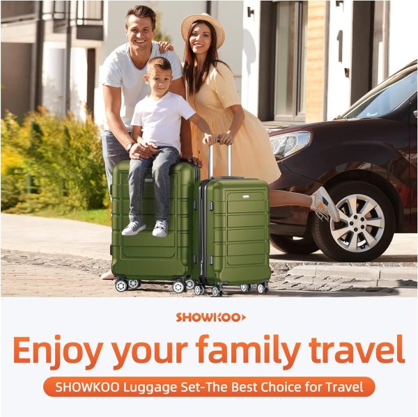 SHOWKOO Luggage Sets Expandable PC+ABS Durable Suitcase Sets Double Wheels TSA Lock Pink 3pcs