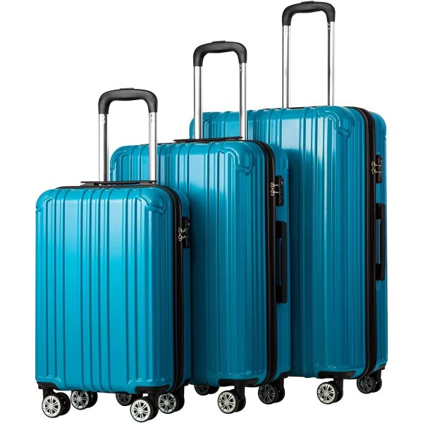 Luggage Expandable Suitcase PC+ABS 3 Piece Set with TSA Lock Spinner Carry
