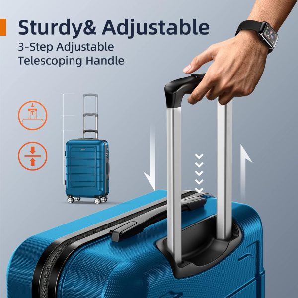 SHOWKOO Luggage Sets Expandable PC+ABS Durable Suitcase Sets Double Wheels TSA Lock Pink 3pcs