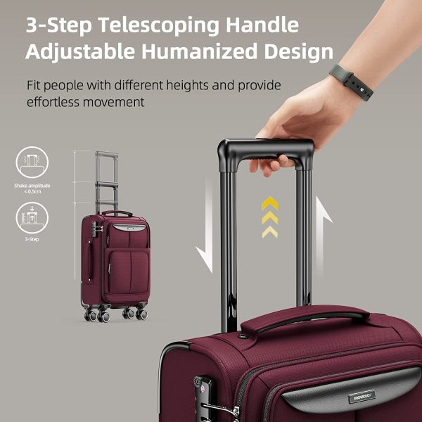 Luggage Sets 3 Piece Softside Expandable Lightweight Durable Suitcase Sets Double Spinner Wheels TSA Lock