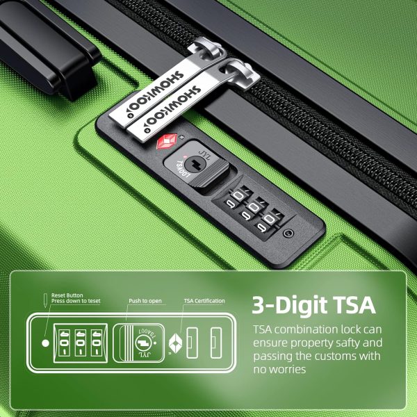 SHOWKOO Luggage Sets Expandable PC+ABS Durable Suitcase Sets Double Wheels TSA Lock Pink 3pcs