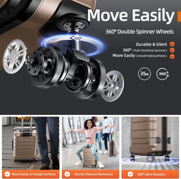 SHOWKOO Luggage Sets Expandable PC+ABS Durable Suitcase Sets Double Wheels TSA Lock Pink 3pcs