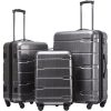 Luggage Expandable 3 Piece Sets PC+ABS Spinner Suitcase Built-In TSA lock 20 inch 24 inch 28 inch