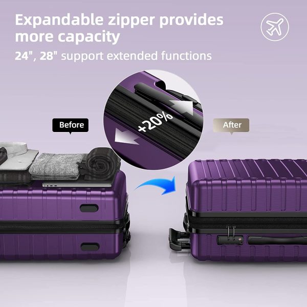 Luggage Sets Expandable ABS Hardshell 3pcs Clearance Luggage Hardside Lightweight Durable Suitcase sets Spinner Wheels Suitcase with TSA Lock