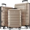 SHOWKOO Luggage Sets Expandable PC+ABS Durable Suitcase Sets Double Wheels TSA Lock Pink 3pcs