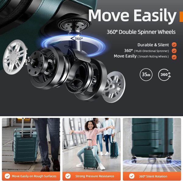 SHOWKOO Luggage Sets Expandable PC+ABS Durable Suitcase Sets Double Wheels TSA Lock Pink 3pcs
