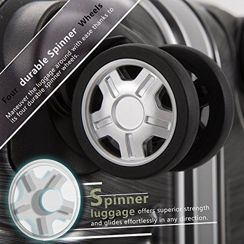 Luggage Aluminium Frame Suitcase 3 Piece Set with TSA Lock 100% PC