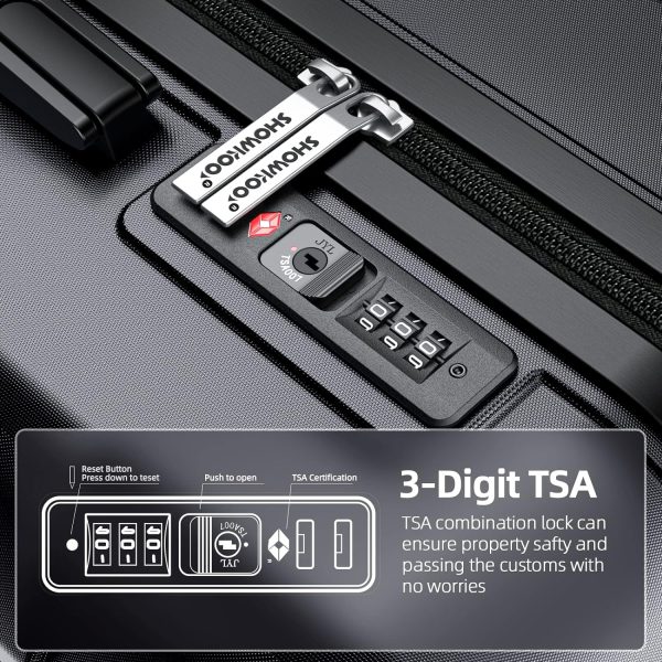 SHOWKOO Luggage Sets Expandable PC+ABS Durable Suitcase Sets Double Wheels TSA Lock Pink 3pcs