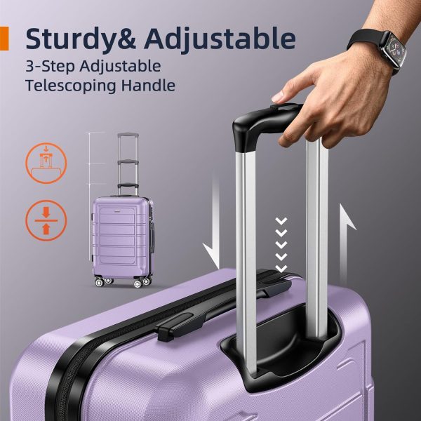 SHOWKOO Luggage Sets Expandable PC+ABS Durable Suitcase Sets Double Wheels TSA Lock Pink 3pcs