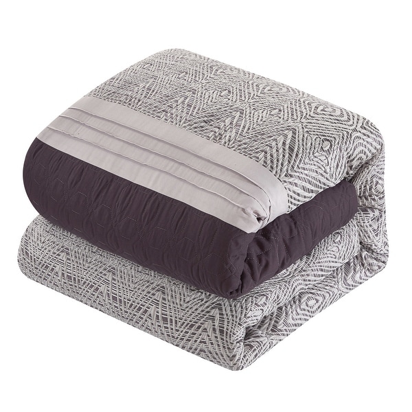 Chic Home Ima 6 Piece Jacquard with Quilted Details Comforter, Plum