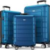 SHOWKOO Luggage Sets Expandable PC+ABS Durable Suitcase Sets Double Wheels TSA Lock Pink 3pcs