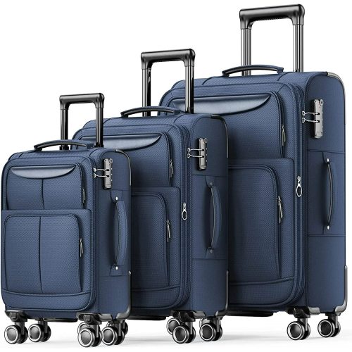 Luggage Sets 3 Piece Softside Expandable Lightweight Durable Suitcase Sets Double Spinner Wheels TSA Lock