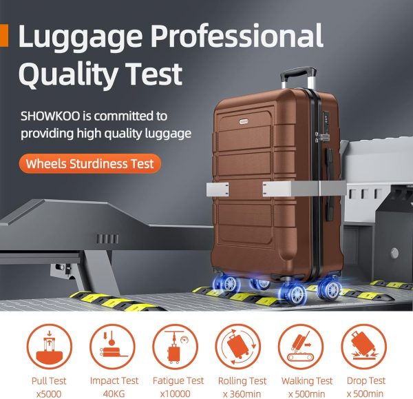 SHOWKOO Luggage Sets Expandable PC+ABS Durable Suitcase Sets Double Wheels TSA Lock Pink 3pcs