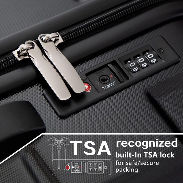 Luggage Expandable 3 Piece Sets PC+ABS Spinner Suitcase Built-In TSA lock 20 inch 24 inch 28 inch