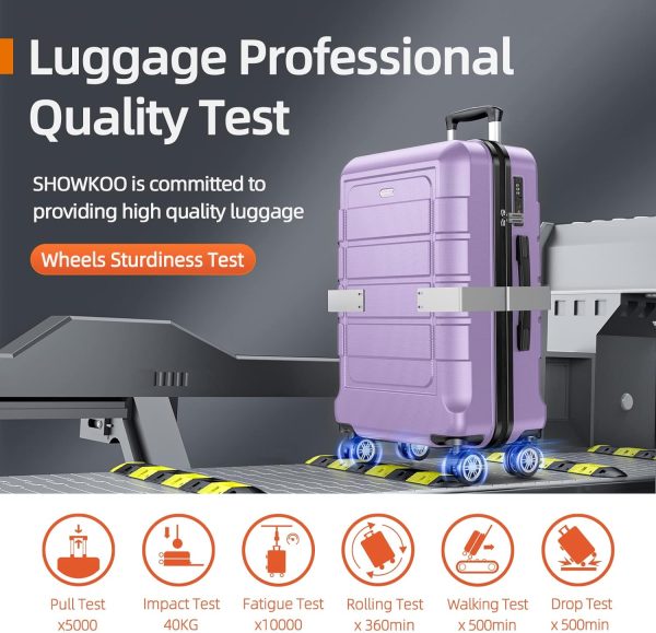 SHOWKOO Luggage Sets Expandable PC+ABS Durable Suitcase Sets Double Wheels TSA Lock Pink 3pcs