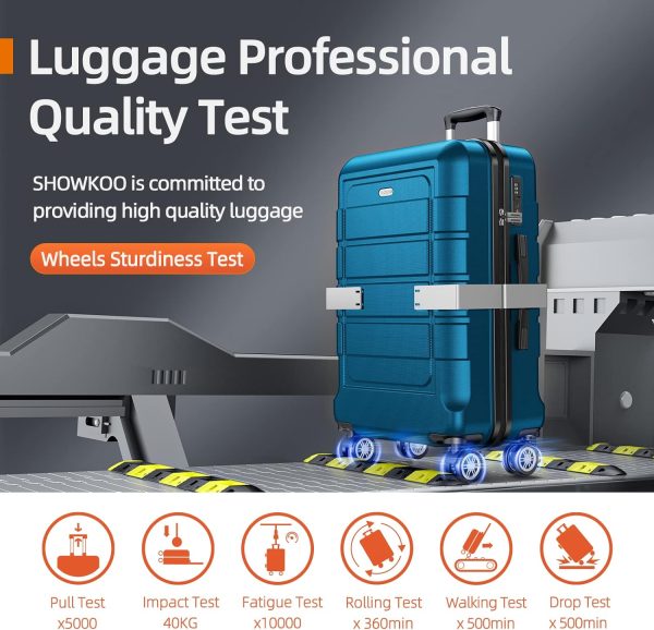 SHOWKOO Luggage Sets Expandable PC+ABS Durable Suitcase Sets Double Wheels TSA Lock Pink 3pcs