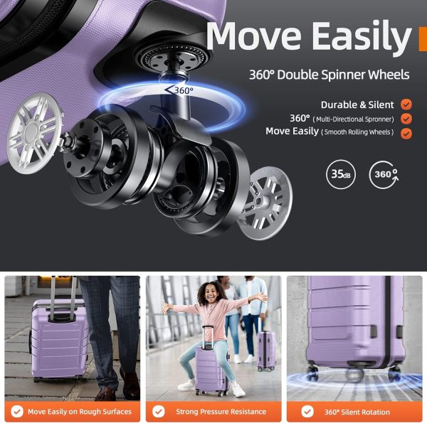 SHOWKOO Luggage Sets Expandable PC+ABS Durable Suitcase Sets Double Wheels TSA Lock Pink 3pcs