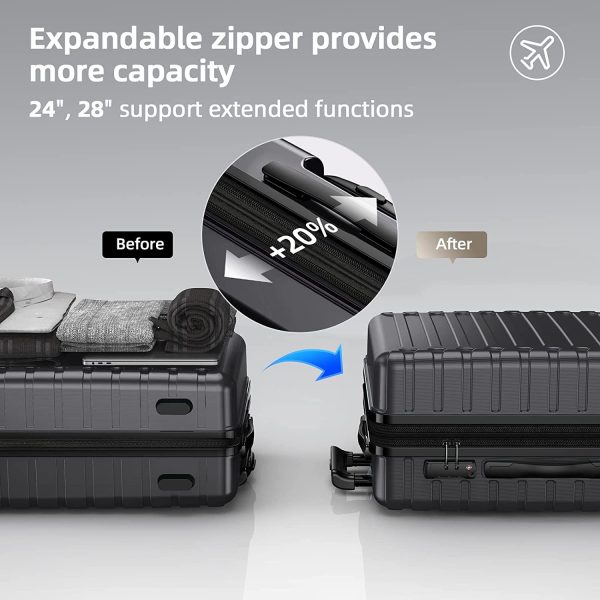 Luggage Sets Expandable ABS Hardshell 3pcs Clearance Luggage Hardside Lightweight Durable Suitcase sets Spinner Wheels Suitcase with TSA Lock