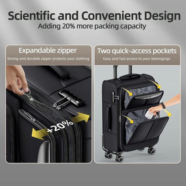 Luggage Sets 3 Piece Softside Expandable Lightweight Durable Suitcase Sets Double Spinner Wheels TSA Lock