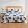 Premium Seashell Patchwork Microfiber Quilt Set With Shams