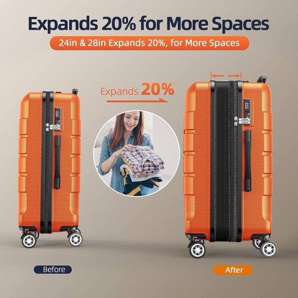 SHOWKOO Luggage Sets Expandable PC+ABS Durable Suitcase Sets Double Wheels TSA Lock Pink 3pcs