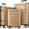 SHOWKOO Luggage Sets Expandable PC+ABS Durable Suitcase Sets Double Wheels TSA Lock Pink 3pcs