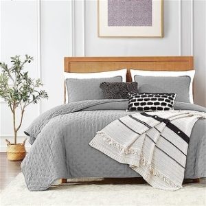 6 Piece Dot Print Bedroom Bed Sheet Set- Grey