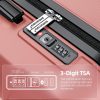 SHOWKOO Luggage Sets Expandable PC+ABS Durable Suitcase Sets Double Wheels TSA Lock Pink 3pcs