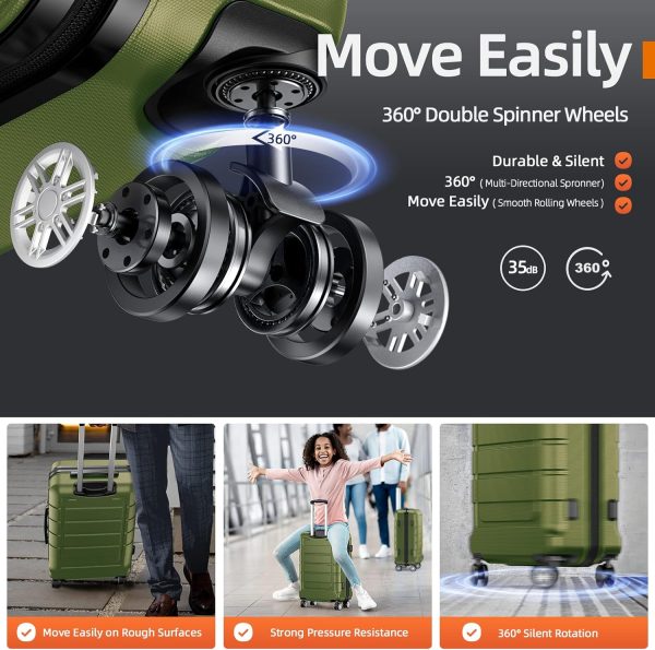 SHOWKOO Luggage Sets Expandable PC+ABS Durable Suitcase Sets Double Wheels TSA Lock Pink 3pcs