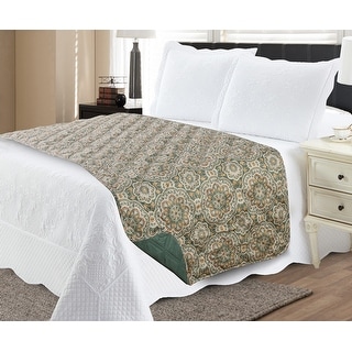 Reversible Bed Runner Protector Starburst Smokey Green Full/Queen
