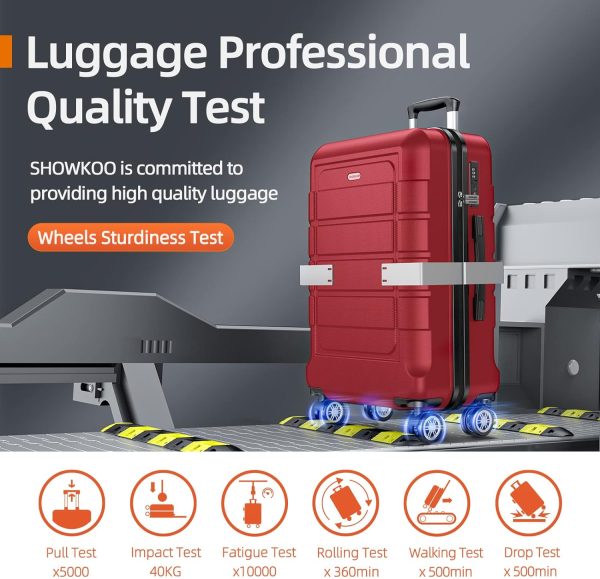 SHOWKOO Luggage Sets Expandable PC+ABS Durable Suitcase Sets Double Wheels TSA Lock Pink 3pcs