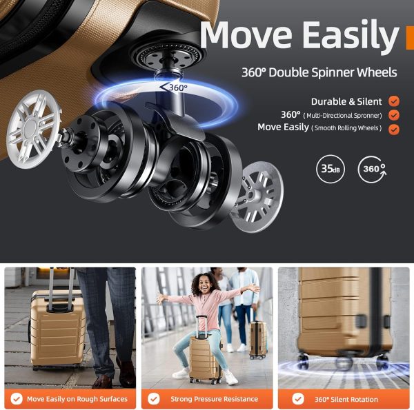 SHOWKOO Luggage Sets Expandable PC+ABS Durable Suitcase Sets Double Wheels TSA Lock Pink 3pcs