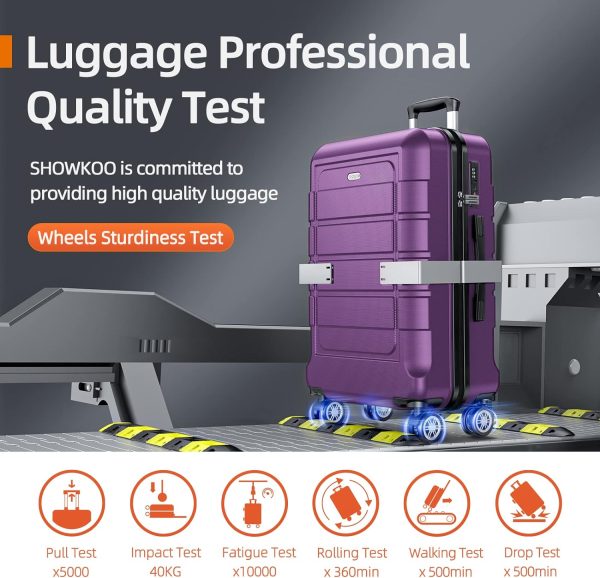 SHOWKOO Luggage Sets Expandable PC+ABS Durable Suitcase Sets Double Wheels TSA Lock Pink 3pcs
