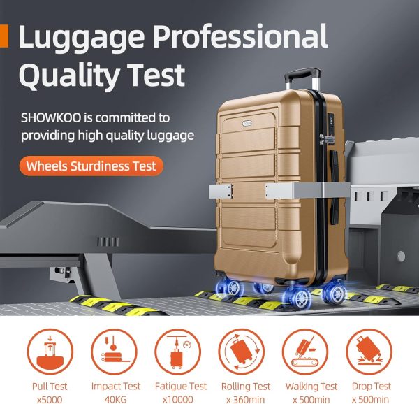 SHOWKOO Luggage Sets Expandable PC+ABS Durable Suitcase Sets Double Wheels TSA Lock Pink 3pcs
