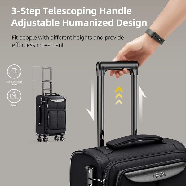 Luggage Sets 3 Piece Softside Expandable Lightweight Durable Suitcase Sets Double Spinner Wheels TSA Lock