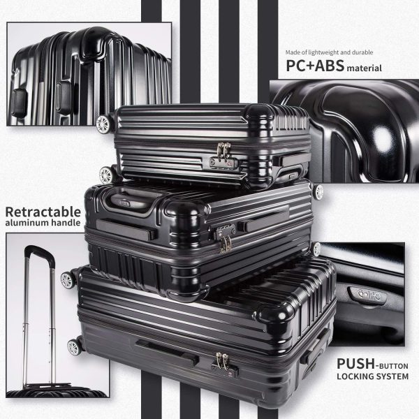 Luggage Expandable Suitcase PC+ABS 3 Piece Set with TSA Lock Spinner Carry