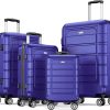 SHOWKOO Luggage Sets Expandable PC+ABS Durable Suitcase Sets Double Wheels TSA Lock Pink 3pcs