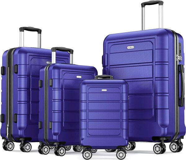 SHOWKOO Luggage Sets Expandable PC+ABS Durable Suitcase Sets Double Wheels TSA Lock Pink 3pcs