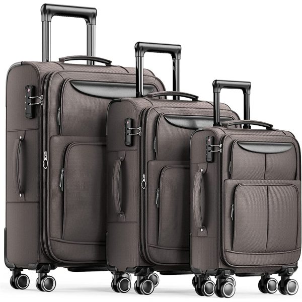 Luggage Sets 3 Piece Softside Expandable Lightweight Durable Suitcase Sets Double Spinner Wheels TSA Lock