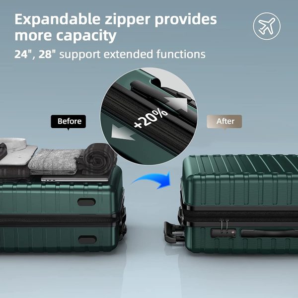 Luggage Sets Expandable ABS Hardshell 3pcs Clearance Luggage Hardside Lightweight Durable Suitcase sets Spinner Wheels Suitcase with TSA Lock
