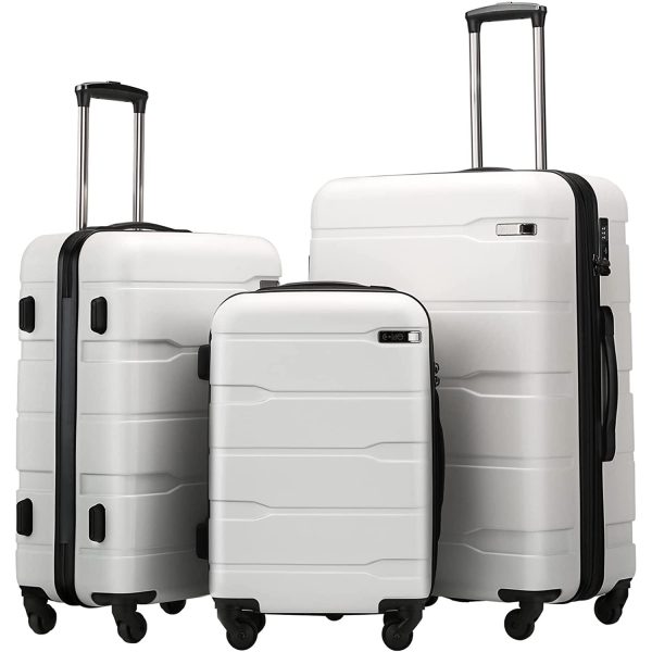 Luggage Expandable 3 Piece Sets PC+ABS Spinner Suitcase Built-In TSA lock 20 inch 24 inch 28 inch
