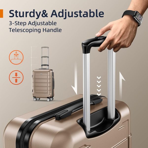 SHOWKOO Luggage Sets Expandable PC+ABS Durable Suitcase Sets Double Wheels TSA Lock Pink 3pcs