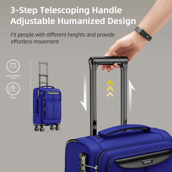 Luggage Sets 3 Piece Softside Expandable Lightweight Durable Suitcase Sets Double Spinner Wheels TSA Lock