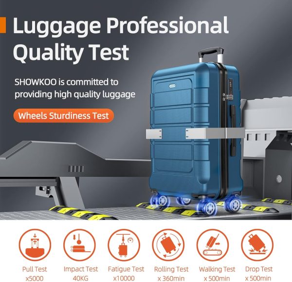 SHOWKOO Luggage Sets Expandable PC+ABS Durable Suitcase Sets Double Wheels TSA Lock Pink 3pcs