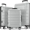 SHOWKOO Luggage Sets Expandable PC+ABS Durable Suitcase Sets Double Wheels TSA Lock Pink 3pcs