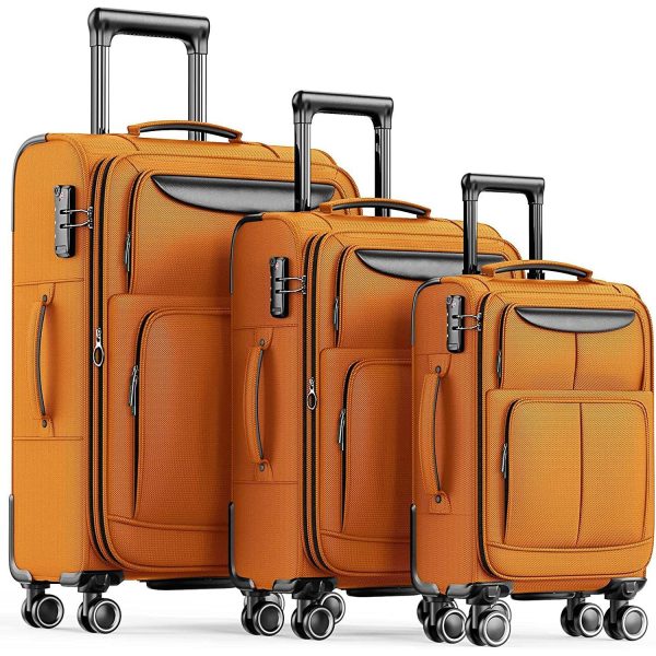 Luggage Sets 3 Piece Softside Expandable Lightweight Durable Suitcase Sets Double Spinner Wheels TSA Lock