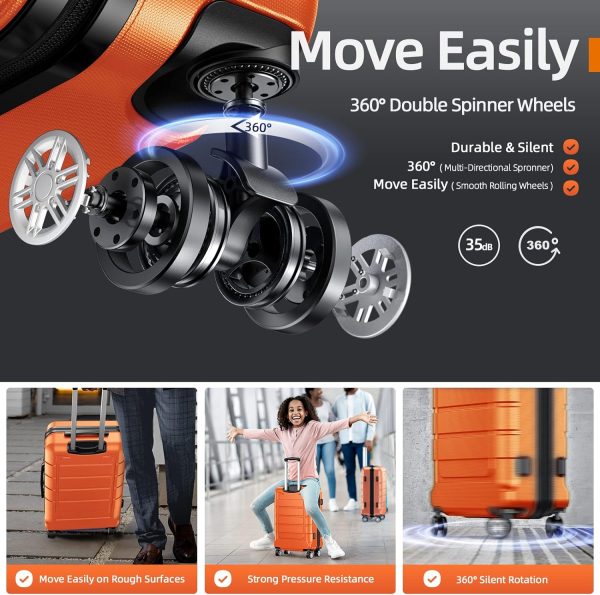 SHOWKOO Luggage Sets Expandable PC+ABS Durable Suitcase Sets Double Wheels TSA Lock Pink 3pcs