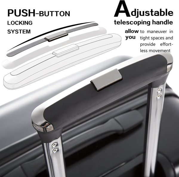 Luggage Expandable 3 Piece Sets PC+ABS Spinner Suitcase Built-In TSA lock 20 inch 24 inch 28 inch